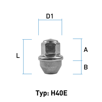 Wheel nut M14X1,5 conical 60° type H40E - H: 42,5 mm