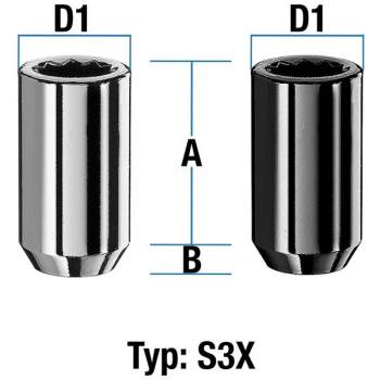 Star nut M12X1,5X37 conical 60° type S3X (S3V/S3W) - H: 37 mm