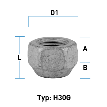 Wheel Nut M14x1.5 Conical 60° Type H30G - H: 15 mm