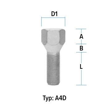 Radschraube M16X1,5 Kegel 60° Typ A4D - L: 40 mm