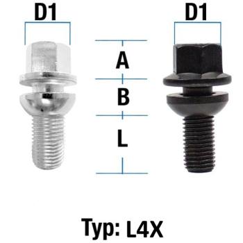 PCD adjusting bolt M12x1.25 Ball seat R12 Type L4X (L4V/L4W) - L: 26 - 52 mm