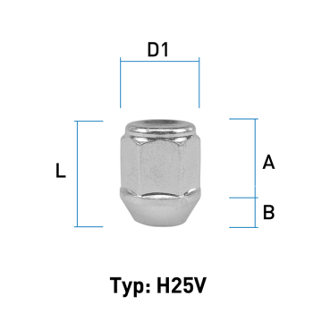 Wheel nut M14X1,5 conical 60° type H25V - H: 29 mm