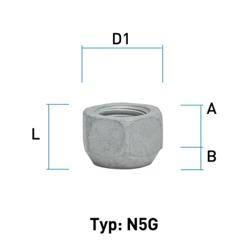 Wheel nut M14X1,5 conical 60° type N5G - H: 15 mm 