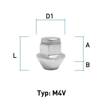 Wheel nut M14X1,5 conical 60° type M4V - H: 35 mm