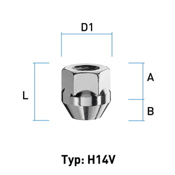 Wheel nut 9/16 UNF conical 60° type H14V - H: 24 mm 