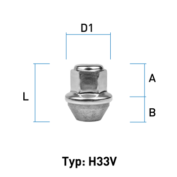 Wheel nut 9/16 UNF conical 60° type H33V - H: 60 mm 