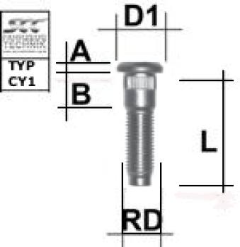 Rändelbolzen M12X1,5 Typ CY1 - L: 46 mm