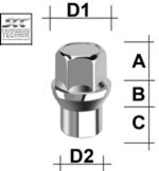 Wheel nut M14X2,0 conical 60° type H35V - H: 36 mm 
