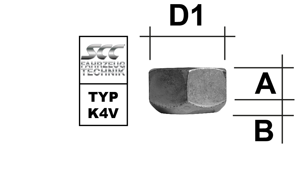  Wheel nut 5/8 UNF flat collar type K4V - H: 13,7 mm